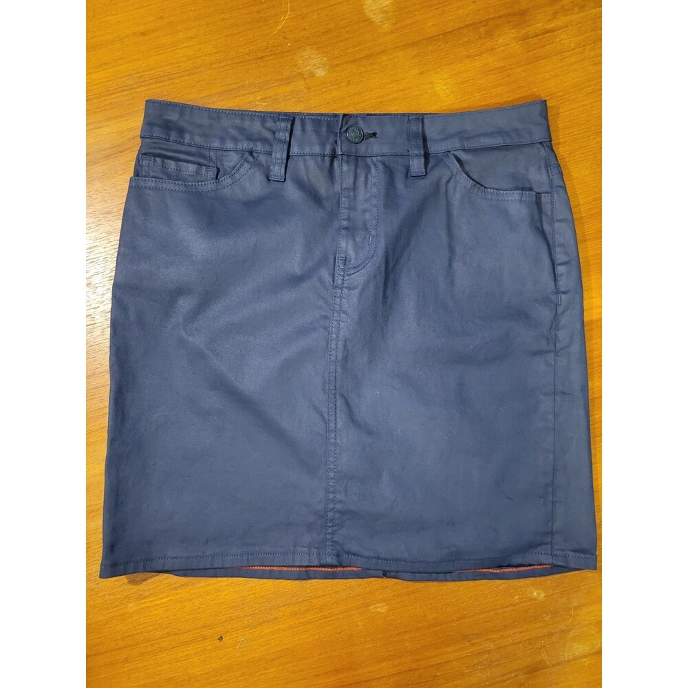 Tommy Hilfiger Coated Navy Blue Stretch Skirt Cotton No Size Tag Pencil Midi Y2K